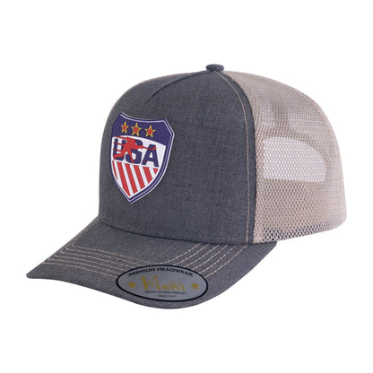 Loving Hockey 5-Panel Trucker Hat with Dark Grey front and Khaki back