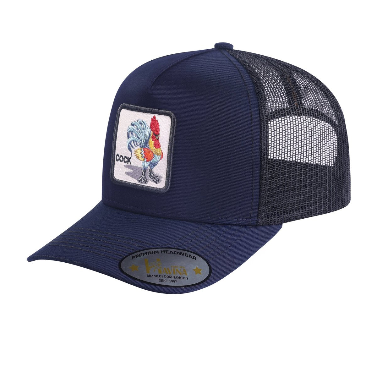 Chicken 5-Panel Trucker Hat with Navy front and Black back