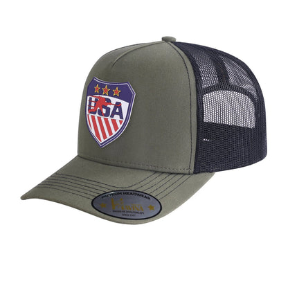 Loving Hockey 5-Panel Trucker Hat with Olive front and Black back