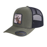 Goat 5-Panel Trucker Hat with Olive front and Black back