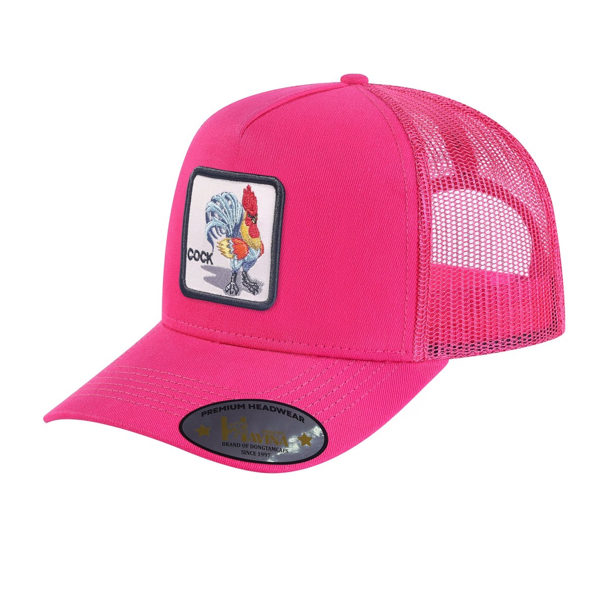 Chicken 5-Panel Trucker Hat with Pink front and Pink back