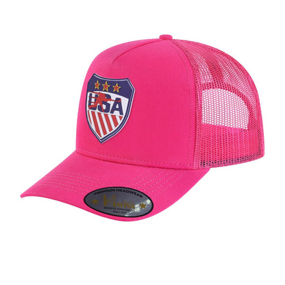Loving Hockey 5-Panel Trucker Hat with Pink front and Pink back