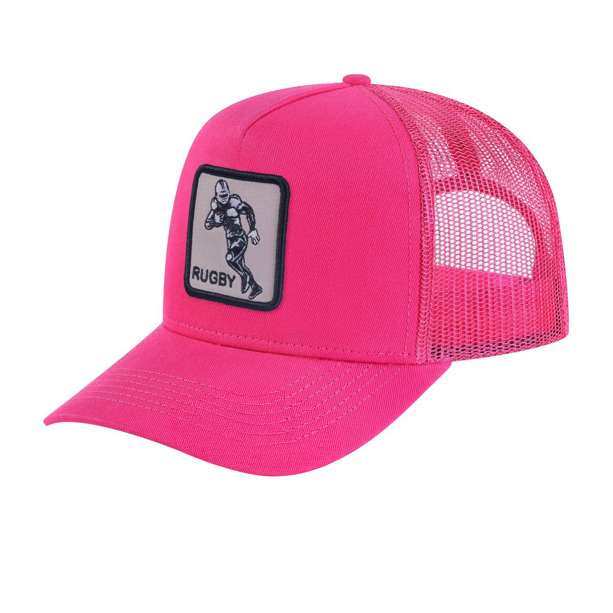 Rugby 5-Panel Trucker Hat with Pink front and Pink back