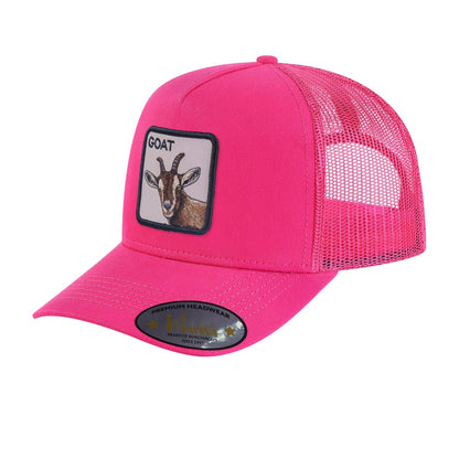 Goat 5-Panel Trucker Hat with Pink front and Pink back