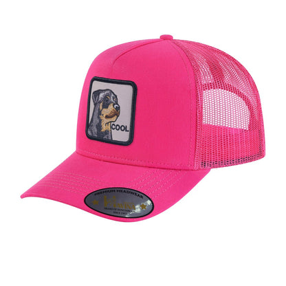 Cool Dog 5-Panel Trucker Hat with Pink front and Pink back