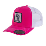 Rugby 5-Panel Trucker Hat with Pink front and White back