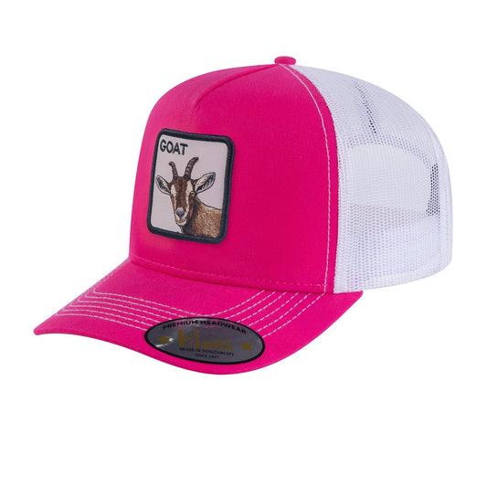 Goat 5-Panel Trucker Hat with Pink front and White back