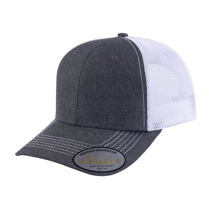 Blank 6-Panel Trucker Hat with Dark Grey front and White back