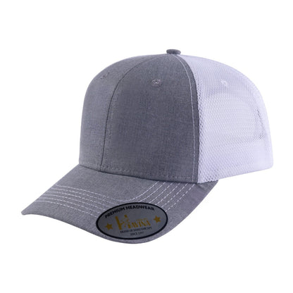 Blank 6-Panel Trucker Hat with Light Grey front and White back