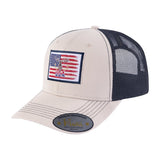 USA Deer Hunter 6-Panel Trucker Hat with Beige front and Black back