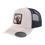 Goat 6-Panel Trucker Hat with Beige front and Black back