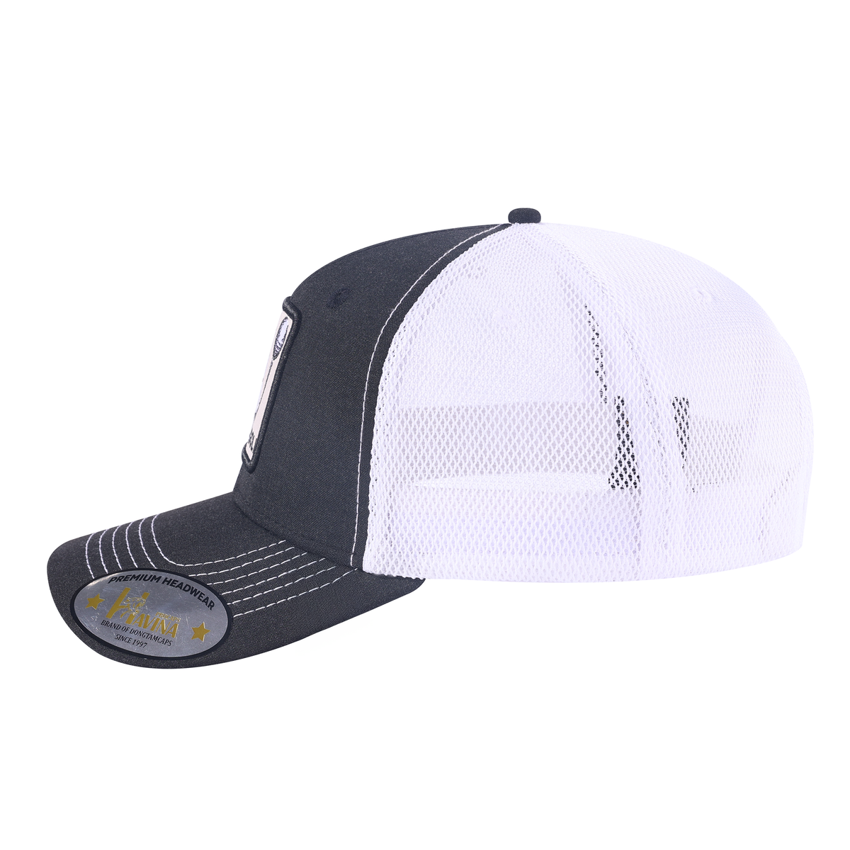 Embroidered Golf - 5 Panel Trucker Hat - Black - Black-W