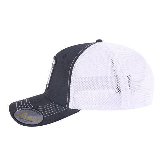 Embroidered Golf - 6 Panel Trucker Hat - Black - Black-Whs