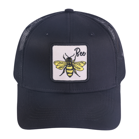 Bee 6-Panel Trucker Hat with Black front and Black back