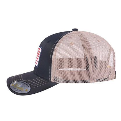 Embroidered Usa Deer Hunter - 6 Panel Trucker Hat - Black - Black-Lg
