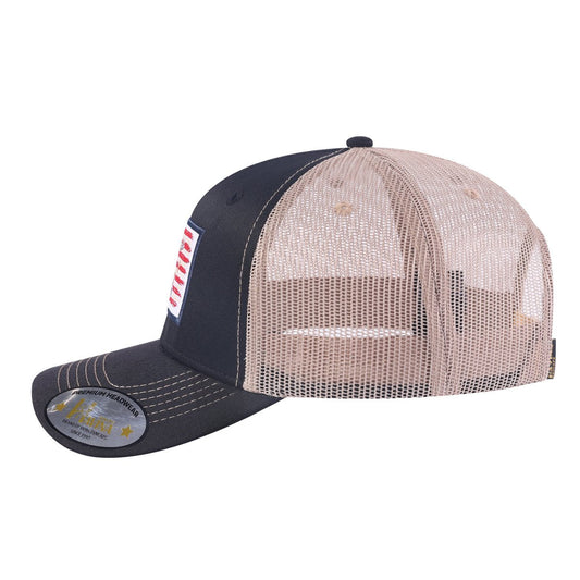 Embroidered Usa Deer Hunter - 6 Panel Trucker Hat - Black - Black-Lg