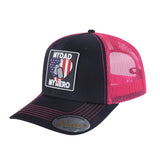 My Dad My Hero 6-Panel Trucker Hat with Black front and Pink back