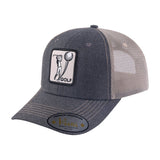 Golf 6-Panel Trucker Hat with Dark Grey front and Khaki back