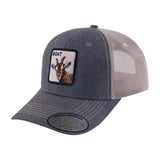 Goat 6-Panel Trucker Hat with Dark Grey front and Khaki back