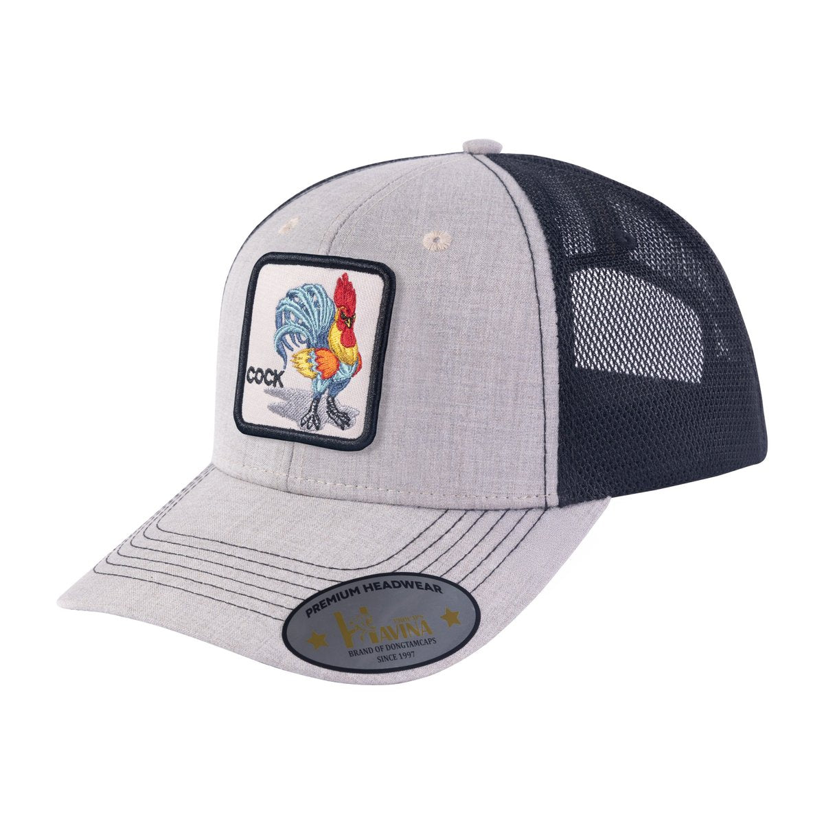 Chicken 6-Panel Trucker Hat with Khaki front and Black back