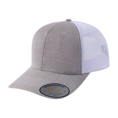 Blank 6-Panel Trucker Hat with Khaki front and White back