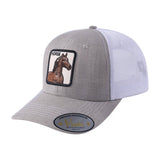 Horse 6-Panel Trucker Hat with Khaki front and White back