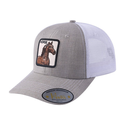 Horse 6-Panel Trucker Hat with Khaki front and White back
