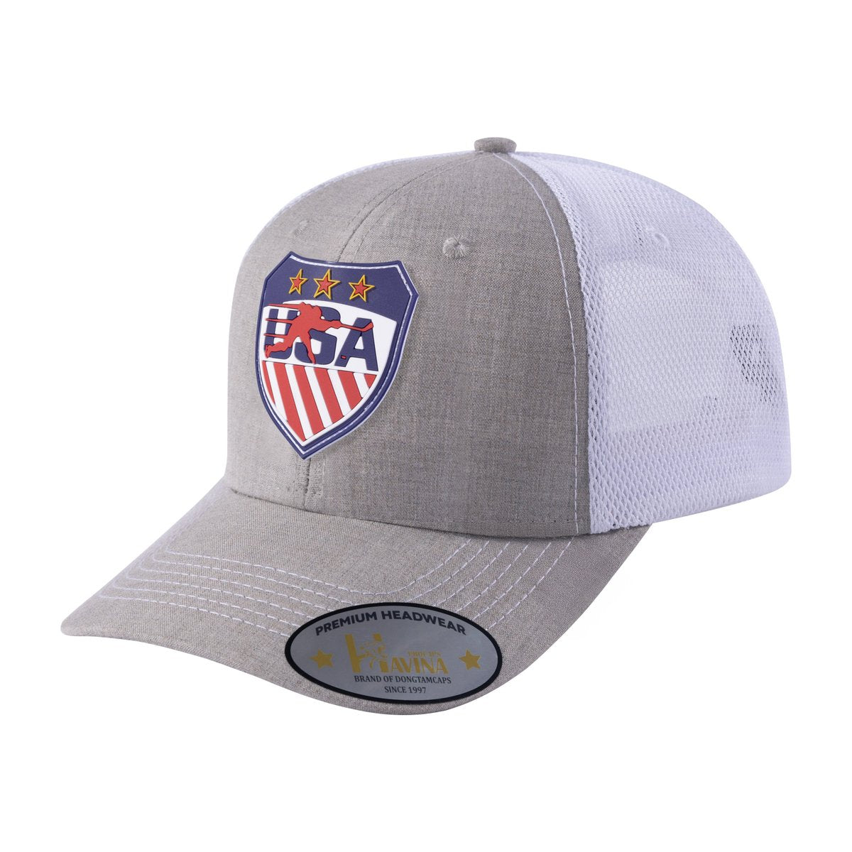 Loving Hockey 6-Panel Trucker Hat with Khaki front and White back
