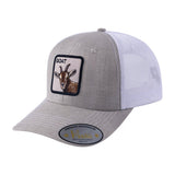 Goat 6-Panel Trucker Hat with Khaki front and White back