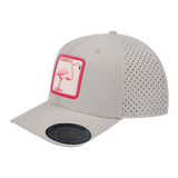 Flamingo 6-Panel Microfiber Laser Hole Trucker Hat with Beige front and Beige back