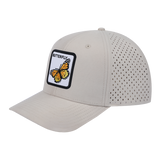 Butterfly 6-Panel Microfiber Laser Hole Trucker Hat with Beige front and Beige back