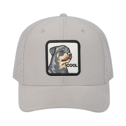 Cool 6-Panel Microfiber Laser Hole Trucker Hat with Beige front and Beige back