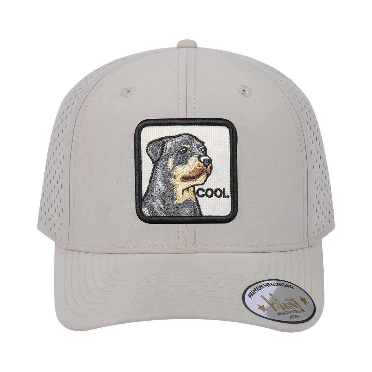 Cool 6-Panel Microfiber Laser Hole Trucker Hat with Beige front and Beige back