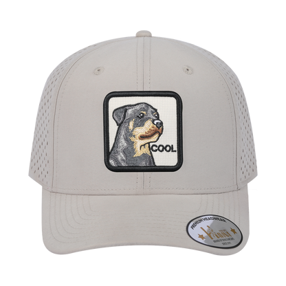 Cool 6-Panel Microfiber Laser Hole Trucker Hat with Beige front and Beige back
