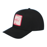 Flamingo 6-Panel Microfiber Laser Hole Trucker Hat with Black front and Black back