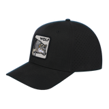 Wolf 6-Panel Microfiber Laser Hole Trucker Hat with Black front and Black back