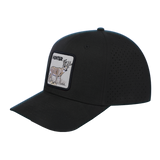 Hunter 6-Panel Microfiber Laser Hole Trucker Hat with Black front and Black back