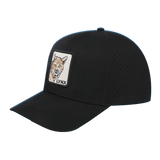 Lynx 6-Panel Microfiber Laser Hole Trucker Hat with Black front and Black back