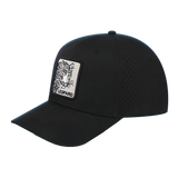 Leopard 6-Panel Microfiber Laser Hole Trucker Hat with Black front and Black back