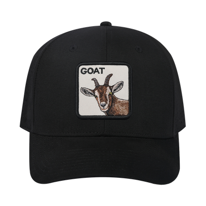 Goat 6-Panel Microfiber Laser Hole Trucker Hat with Black front and Black back