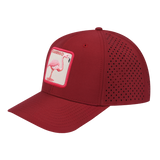 Flamingo 6-Panel Microfiber Laser Hole Trucker Hat with Dark Red front and Dark Red back
