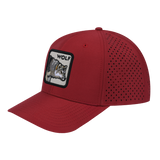 Wolf 6-Panel Microfiber Laser Hole Trucker Hat with Dark Red front and Dark Red back