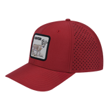 Hunter 6-Panel Microfiber Laser Hole Trucker Hat with Dark Red front and Dark Red back