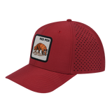 Red Fox 6-Panel Microfiber Laser Hole Trucker Hat with Dark Red front and Dark Red back