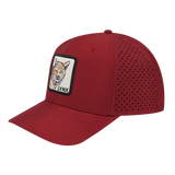 Lynx 6-Panel Microfiber Laser Hole Trucker Hat with Dark Red front and Dark Red back