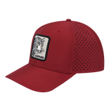 Leopard 6-Panel Microfiber Laser Hole Trucker Hat with Dark Red front and Dark Red back