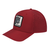 Leopard V2 6-Panel Microfiber Laser Hole Trucker Hat with Dark Red front and Dark Red back