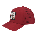 Goat 6-Panel Microfiber Laser Hole Trucker Hat with Dark Red front and Dark Red back