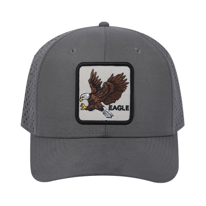 Eagle 6-Panel Microfiber Laser Hole Trucker Hat with Grey front and Grey back