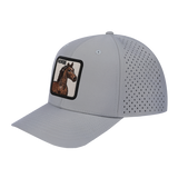 Horse 6-Panel Microfiber Laser Hole Trucker Hat with Light Grey front and Light Grey back